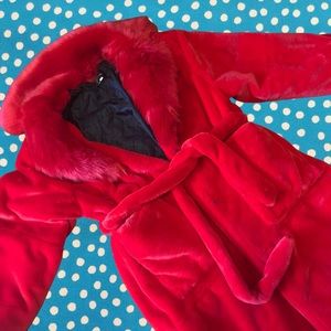 *Maxi Length Red Fur Coat*